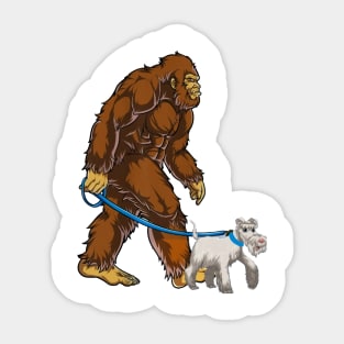 Funny Bigfoot Sasquatch Walking Schnauzer Sticker